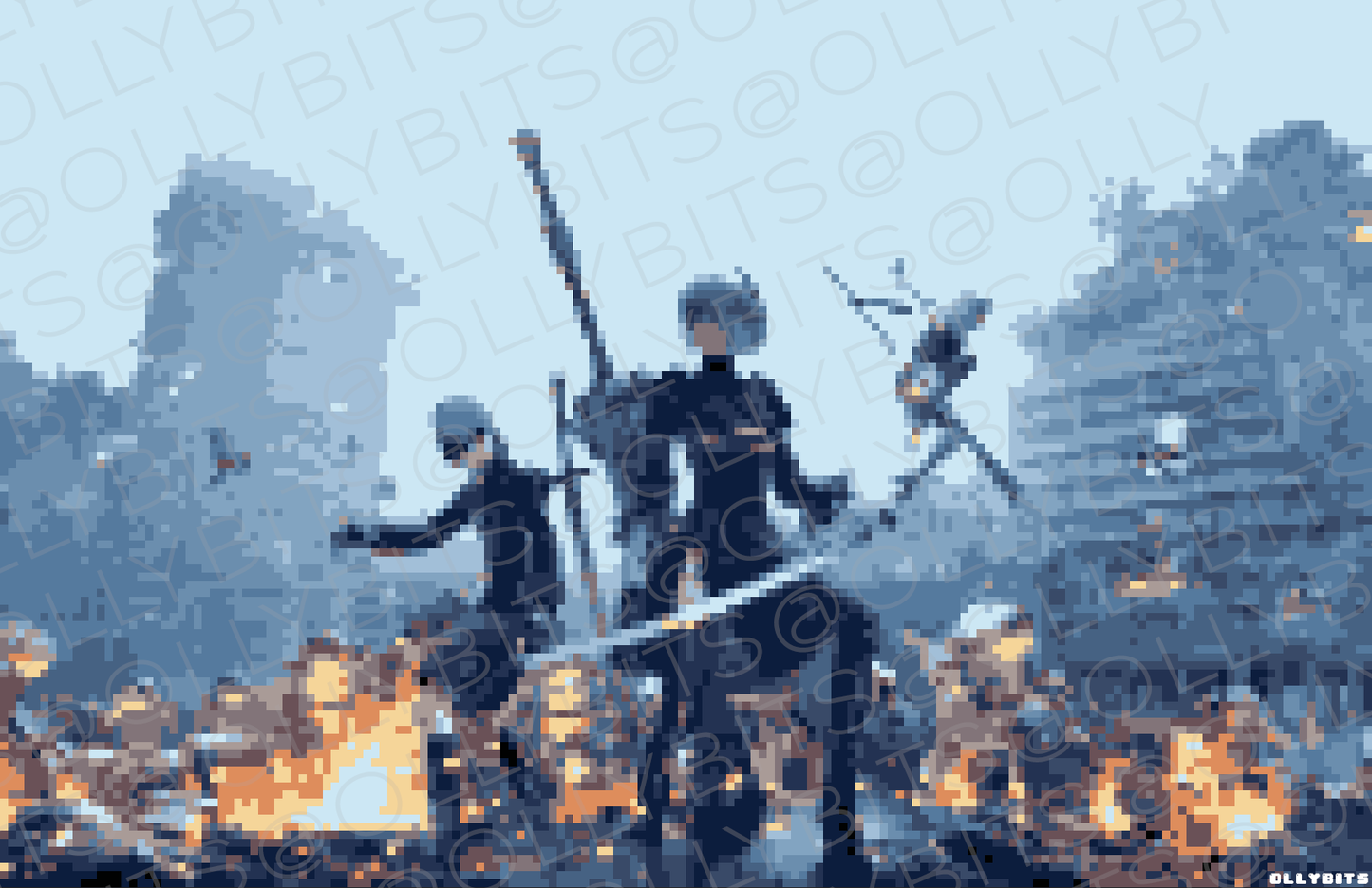 Your Ha Androids Apocalyptica Art 11x17 Poster Ollybits Pixel Art