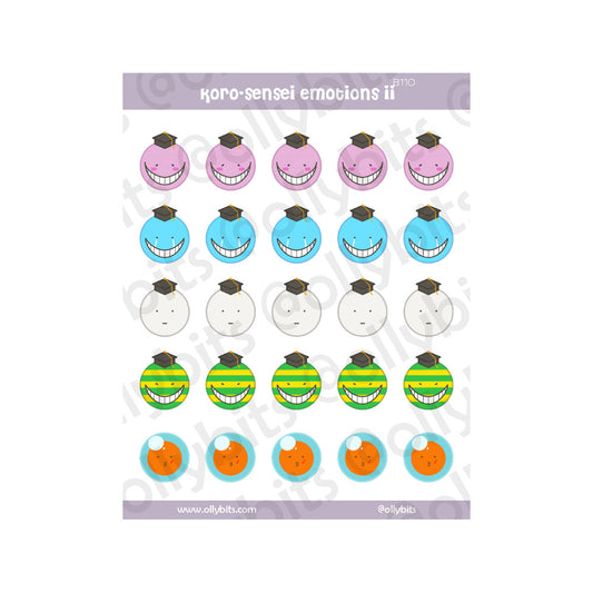 B110 - Octo-Sensei Emotions 2 Sticker Sheet Ollybits Pixel Art