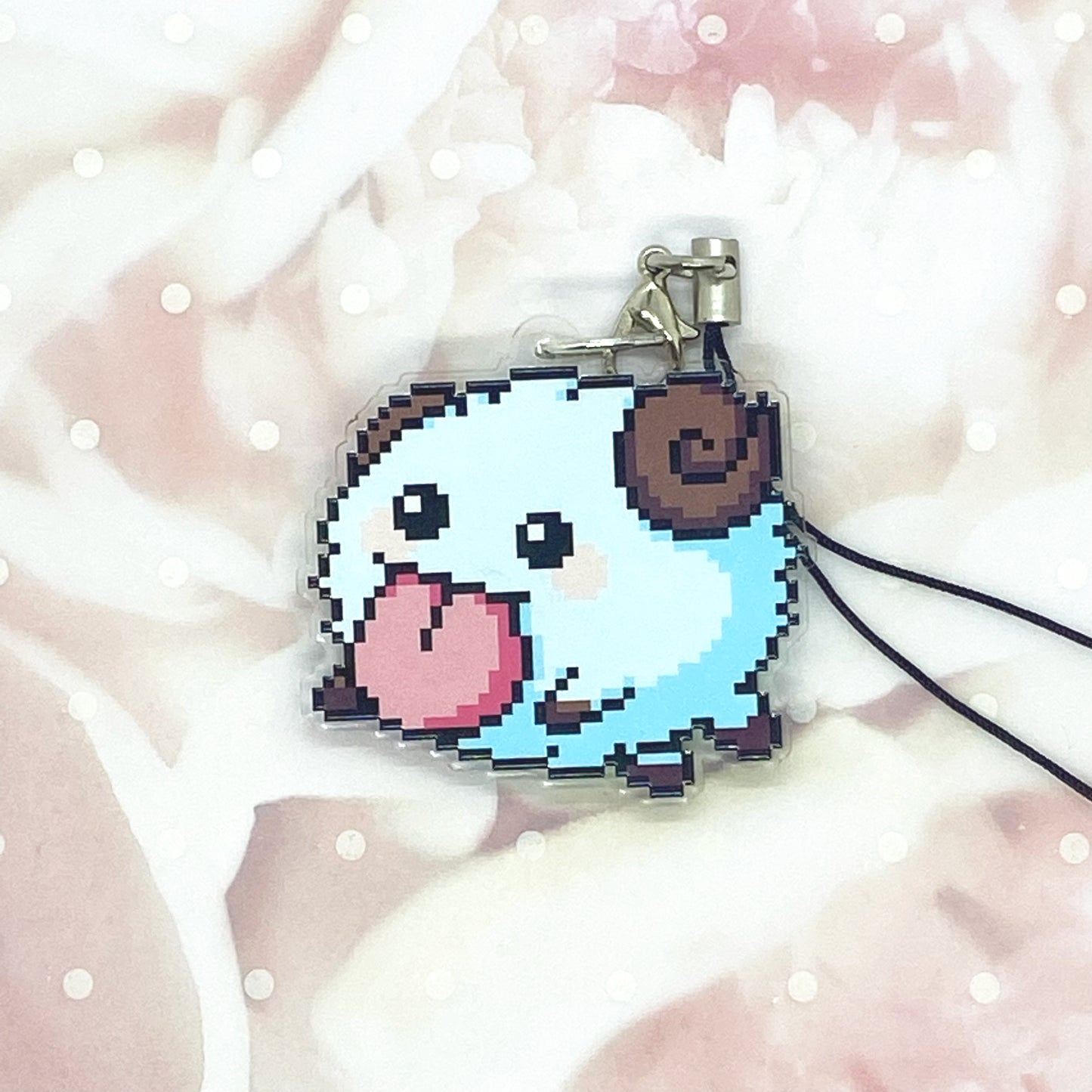Heartshaped Furball Acrylic Charm Ollybits Pixel Art