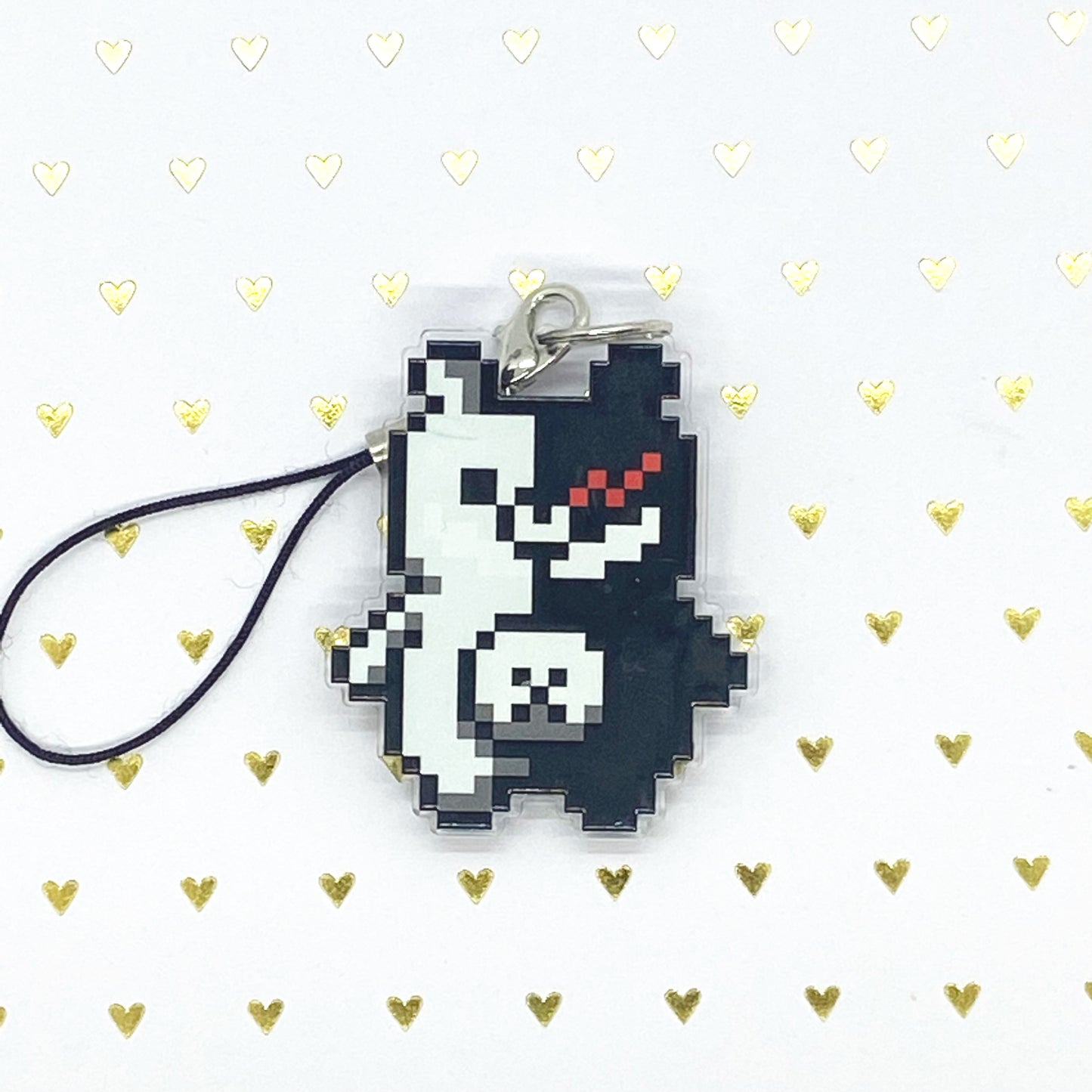 Death and Despair Bear Acrylic Charm Ollybits Pixel Art