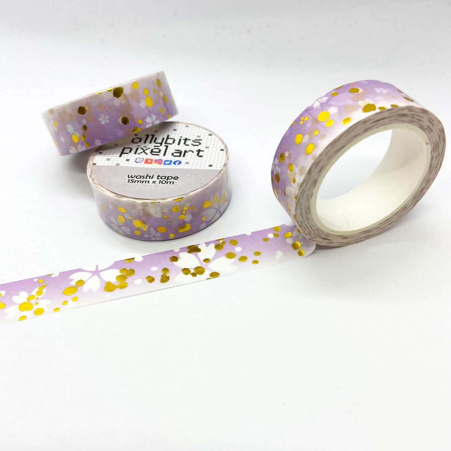 Cherry Blossoms (Sakura) Washi Tape - GOLD FOIL Ollybits Pixel Art