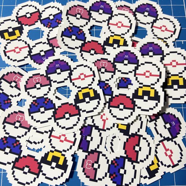 Pocket Monster Ring of Balls Vinyl Sticker (2") Ollybits Pixel Art