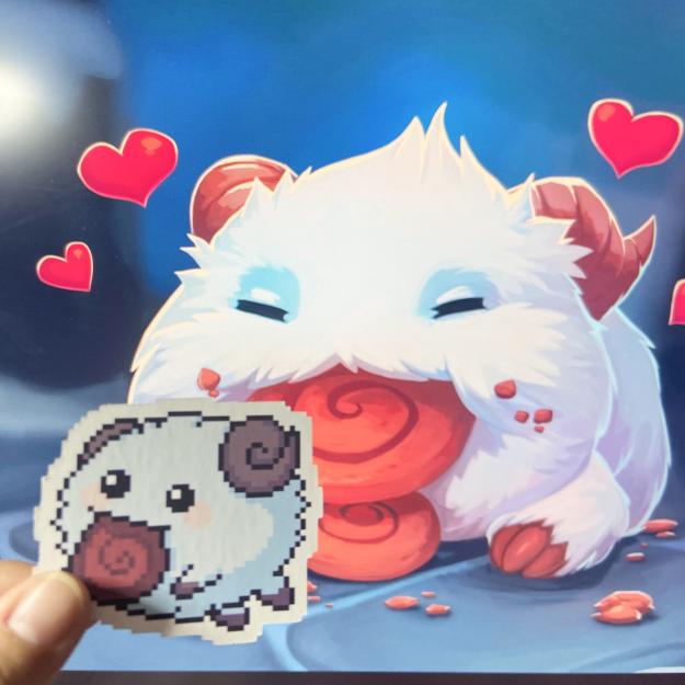 Heartshaped Furball Vinyl Sticker (2") Ollybits Pixel Art