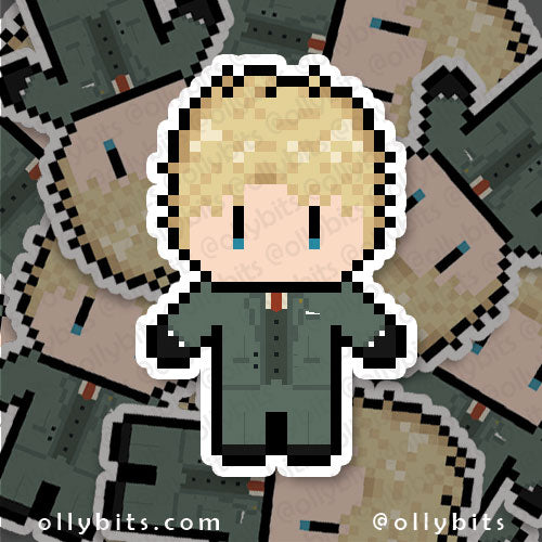 Secret Agent Papa Vinyl Sticker (2") Ollybits Pixel Art