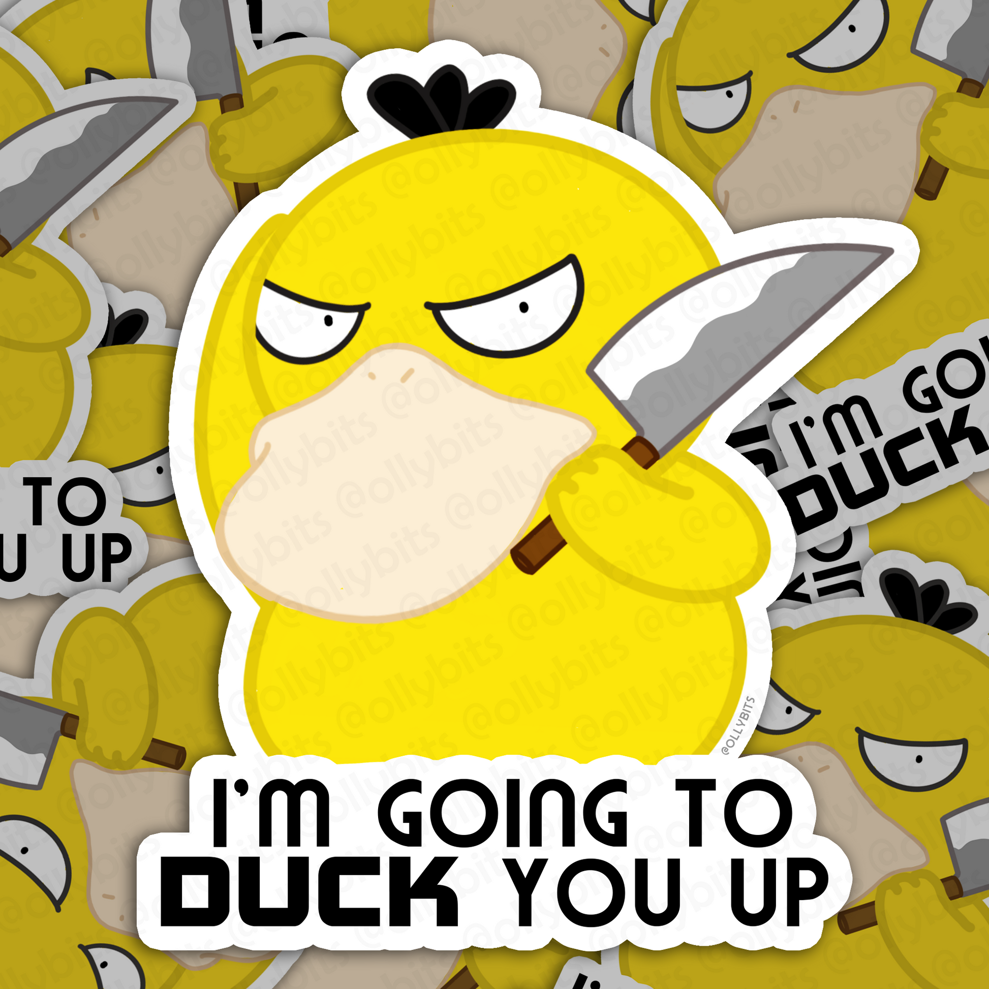 IM GOING TO DUCK YOU UP Vinyl Decal (4") Ollybits Pixel Art