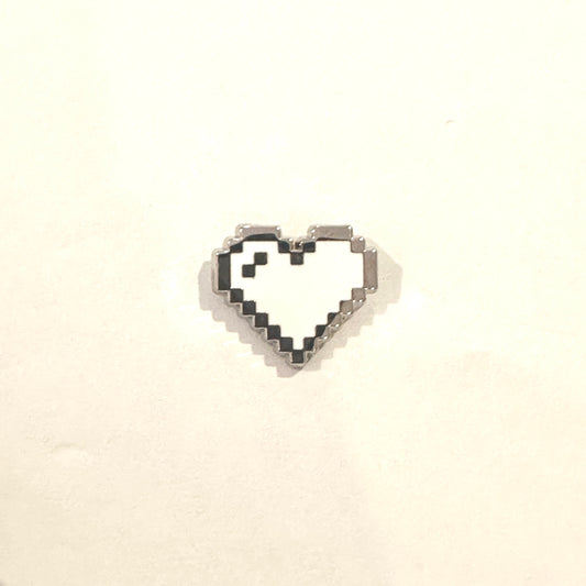 White (Silver) Pixel Heart Mini Filler Enamel Pin