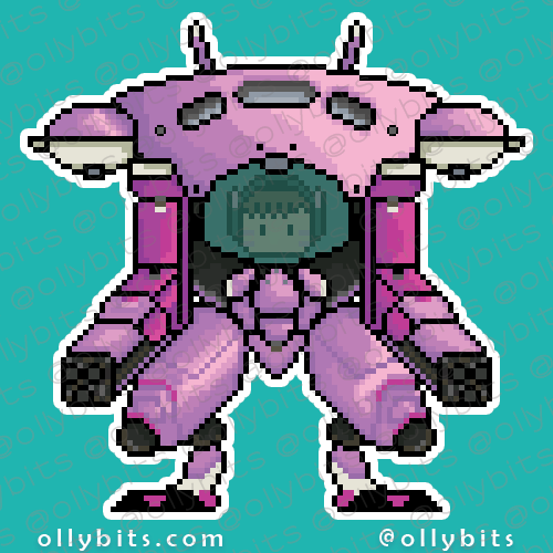 "NERF THIS" Mech Vinyl Sticker (2.5") Ollybits Pixel Art
