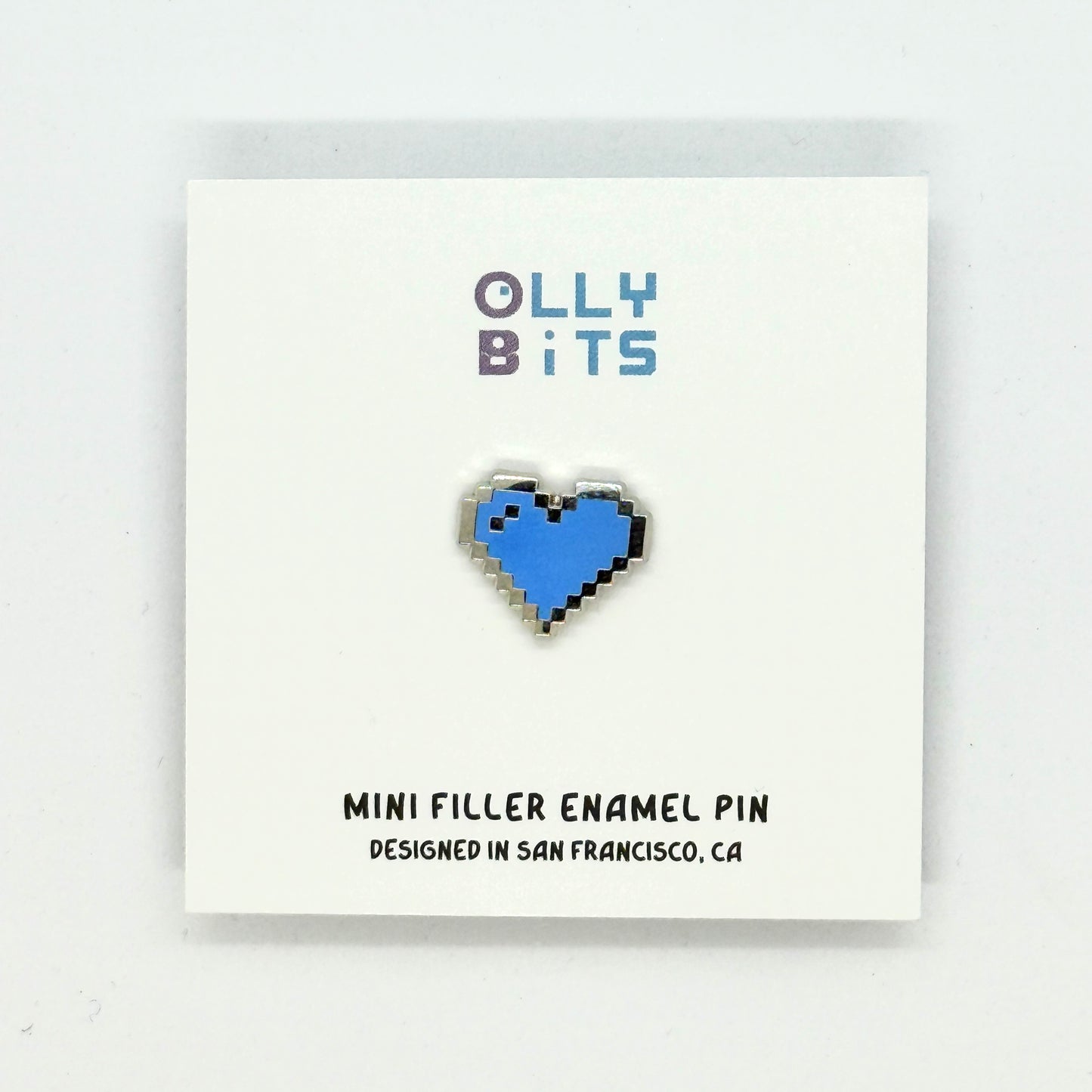 Cyan Pixel Heart Mini Filler Enamel Pin