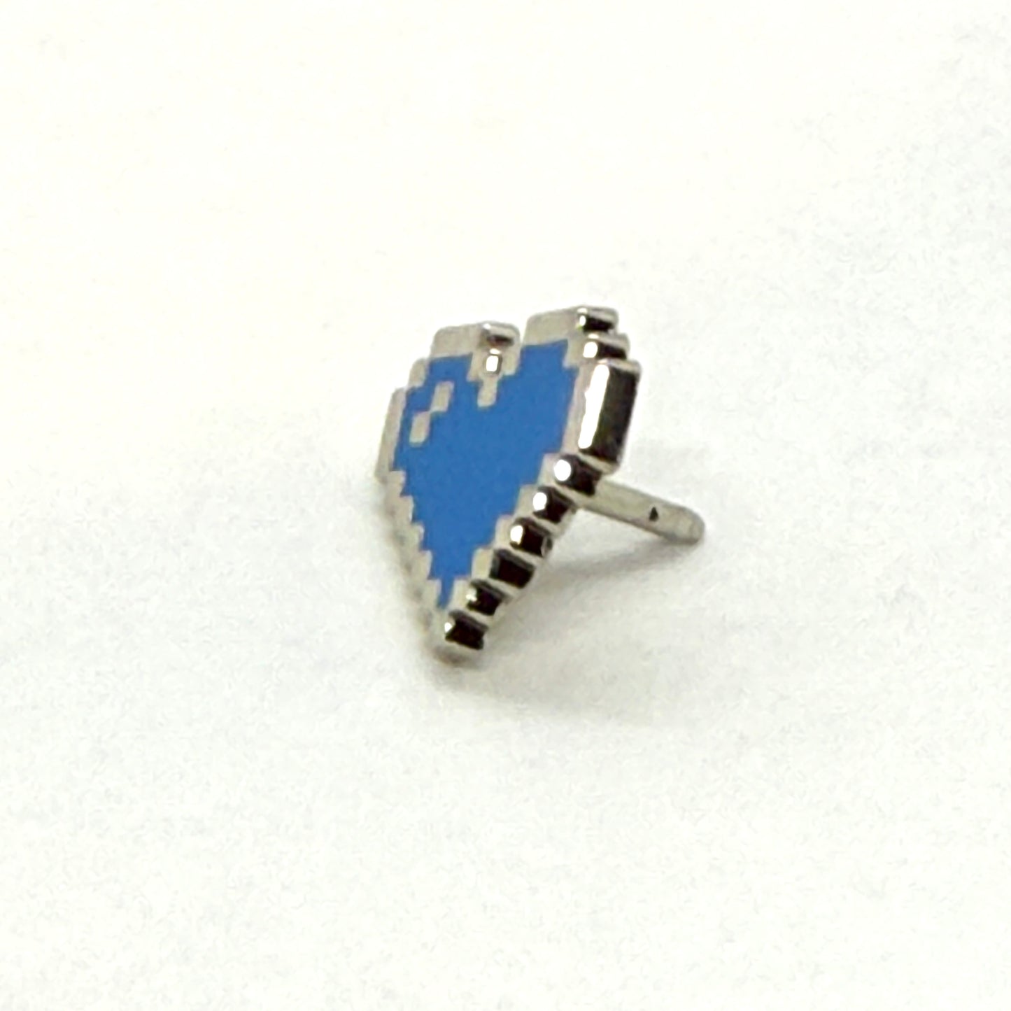 Cyan Pixel Heart Mini Filler Enamel Pin