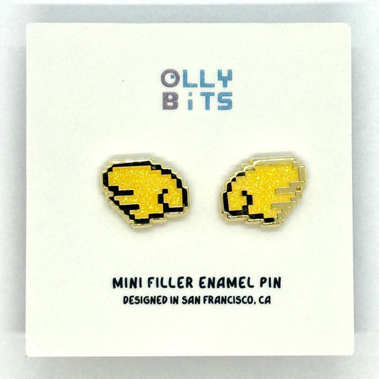 Gold Glitter Pixel Wing Duo Mini Filler Enamel Pin Set