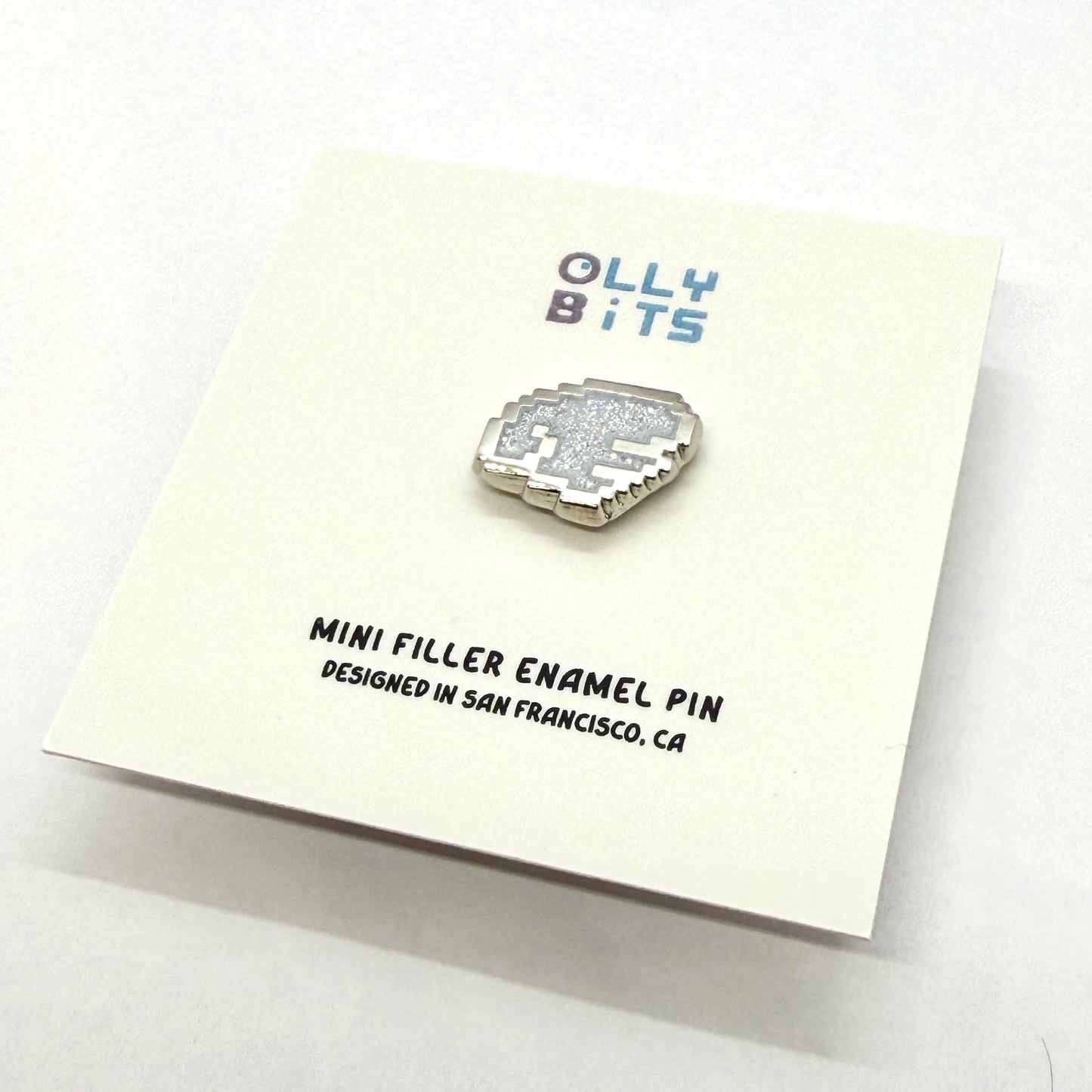 Silver Glitter Pixel Wing (Right) Mini Filler Enamel Pin