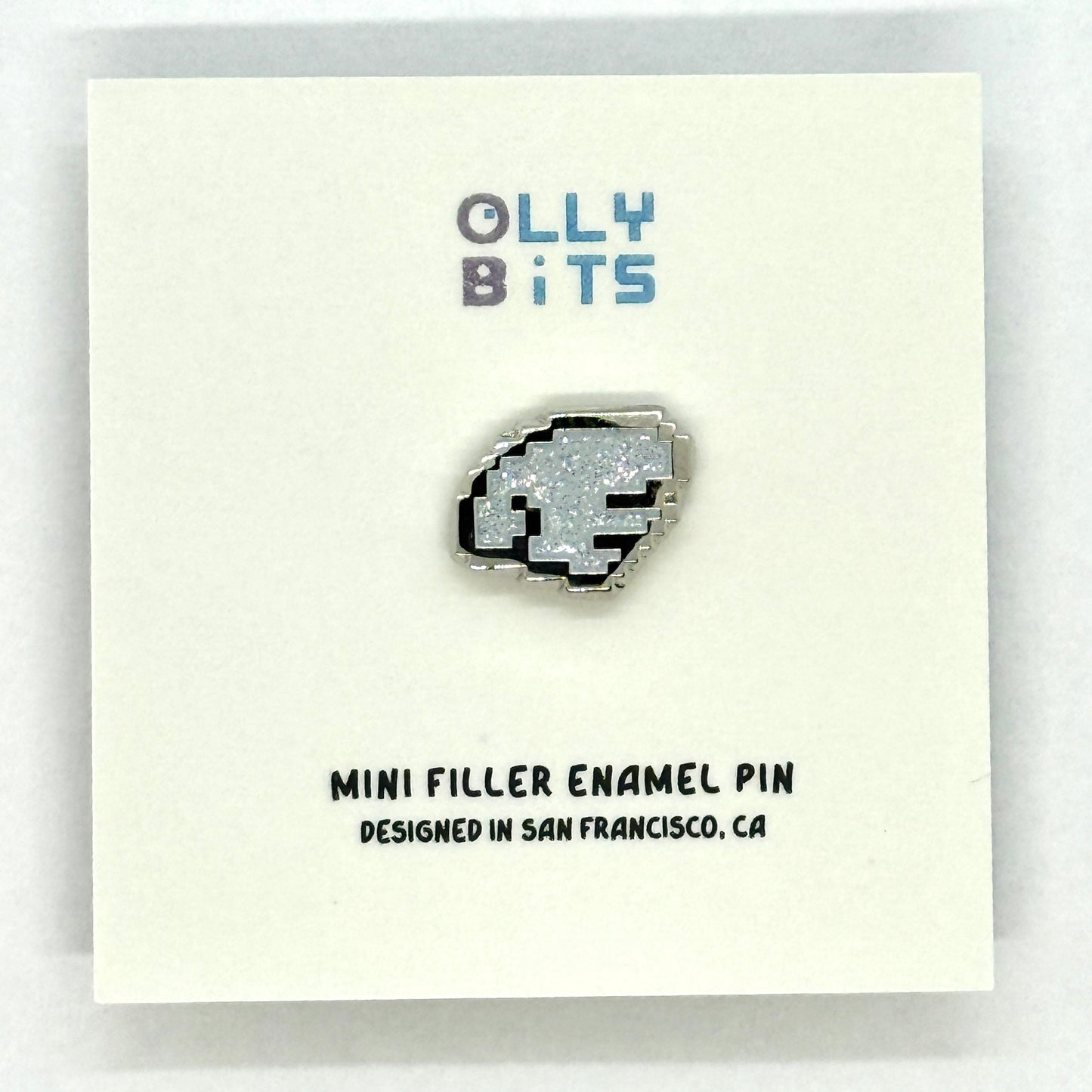 Silver Glitter Pixel Wing (Right) Mini Filler Enamel Pin