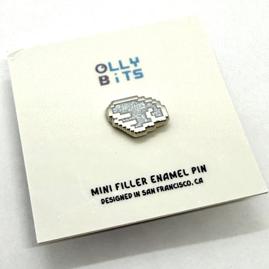Silver Glitter Pixel Wing (Left) Mini Filler Enamel Pin