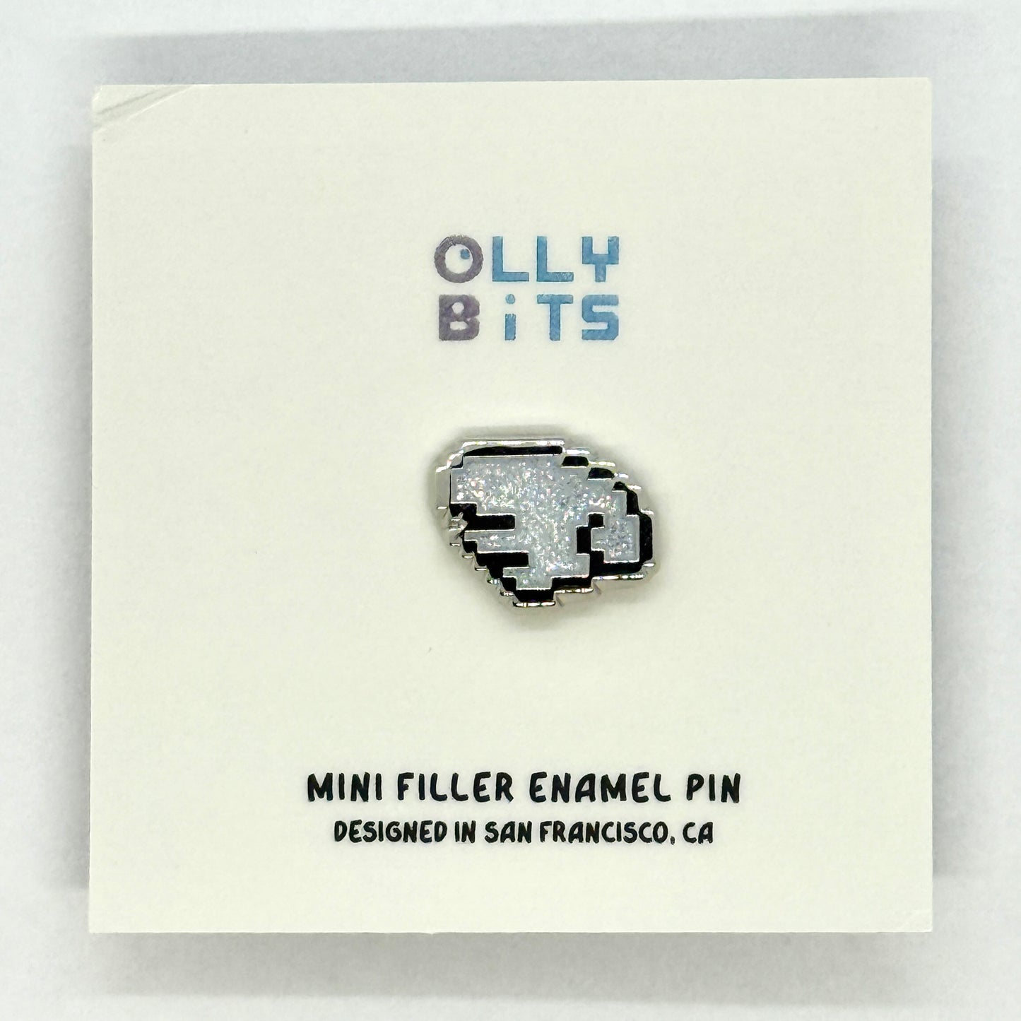 Silver Glitter Pixel Wing (Left) Mini Filler Enamel Pin
