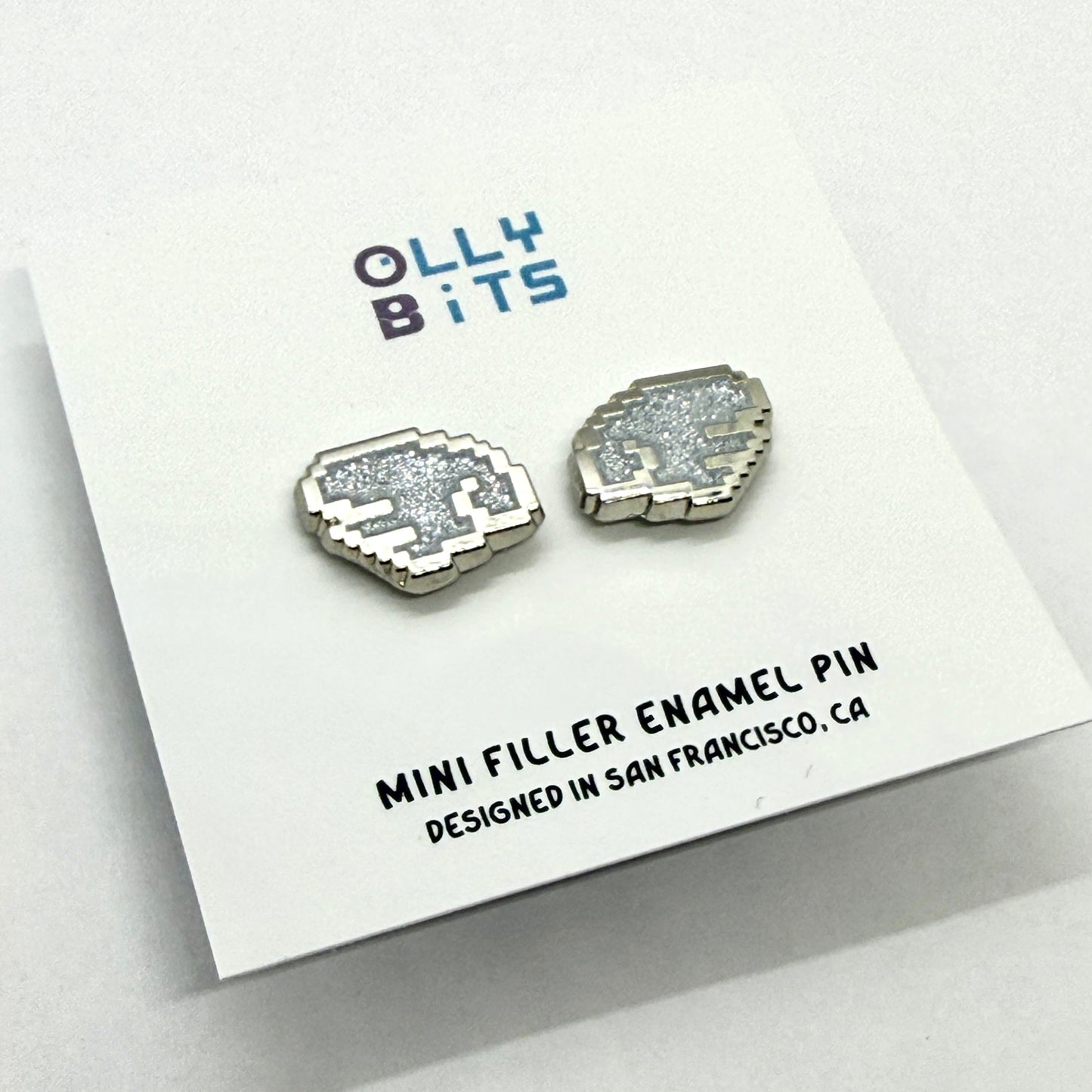 Silver Glitter Pixel Wing Duo Mini Filler Enamel Pin Set