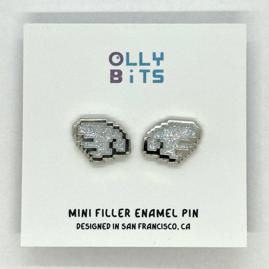 Silver Glitter Pixel Wing Duo Mini Filler Enamel Pin Set