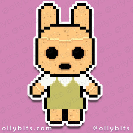 Coconut Bunny Island Villagers Life Vinyl Sticker (2") Ollybits Pixel Art