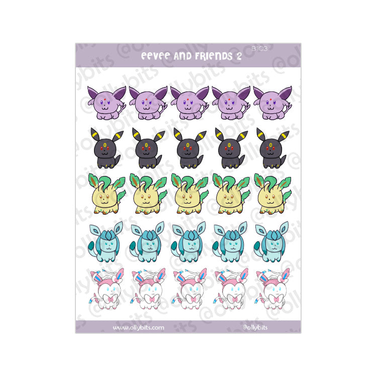 B103 - Normie Fox & Friends 2 Sticker Sheet Ollybits Pixel Art