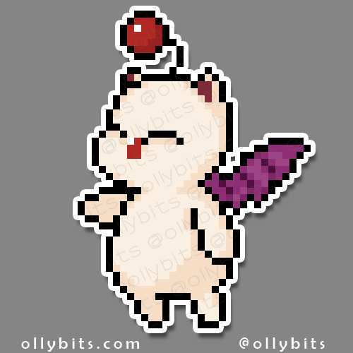 Winged Pom Pom Vinyl Sticker (2") Ollybits Pixel Art