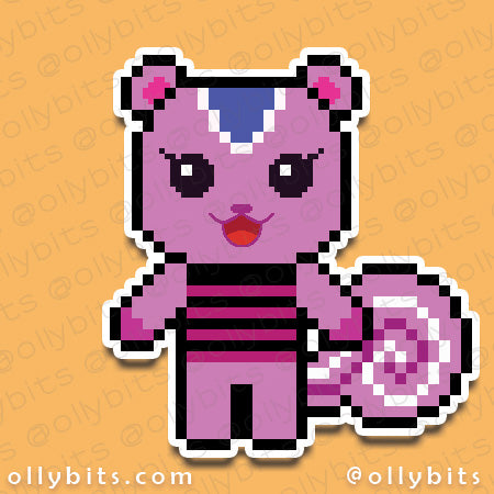 Peppy Squirrel Island Villager Life Vinyl Sticker (2") Ollybits Pixel Art