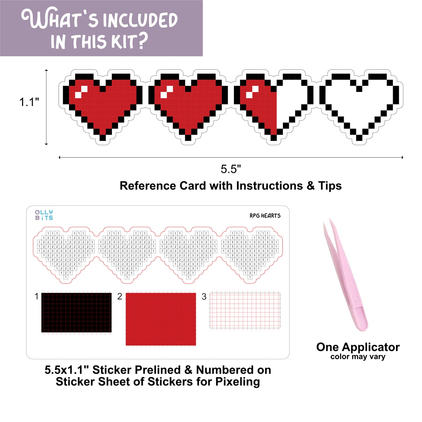RPG Hearts DIY Color by Pixels Sticker