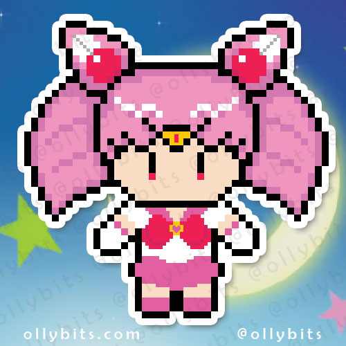 Moon Princess Warrior Vinyl Sticker (2") Set Ollybits Pixel Art