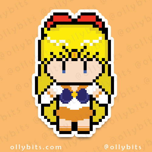 Moon Princess Warrior Vinyl Sticker (2") Set Ollybits Pixel Art