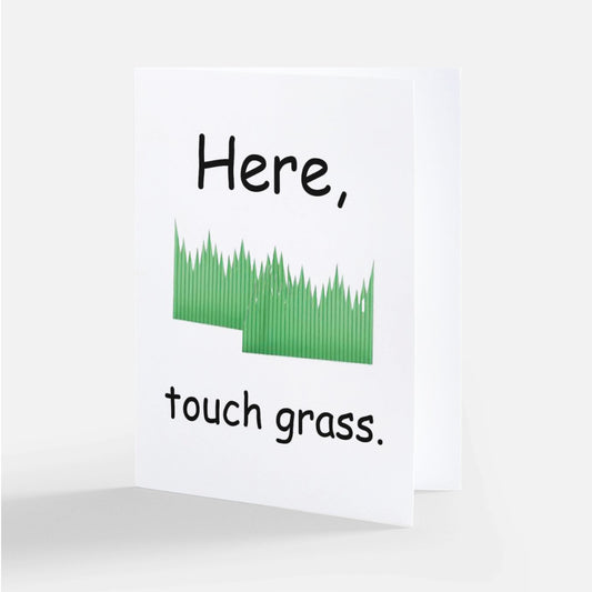 Here, Touch Grass Greeting Card Ollybits Pixel Art