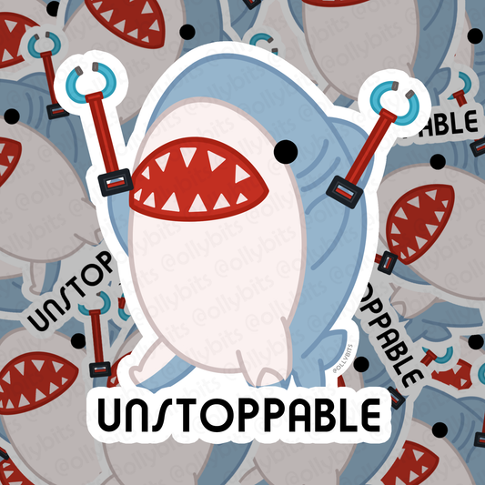 UNSTOPPABLE Shark Vinyl Decal (4") Ollybits Pixel Art