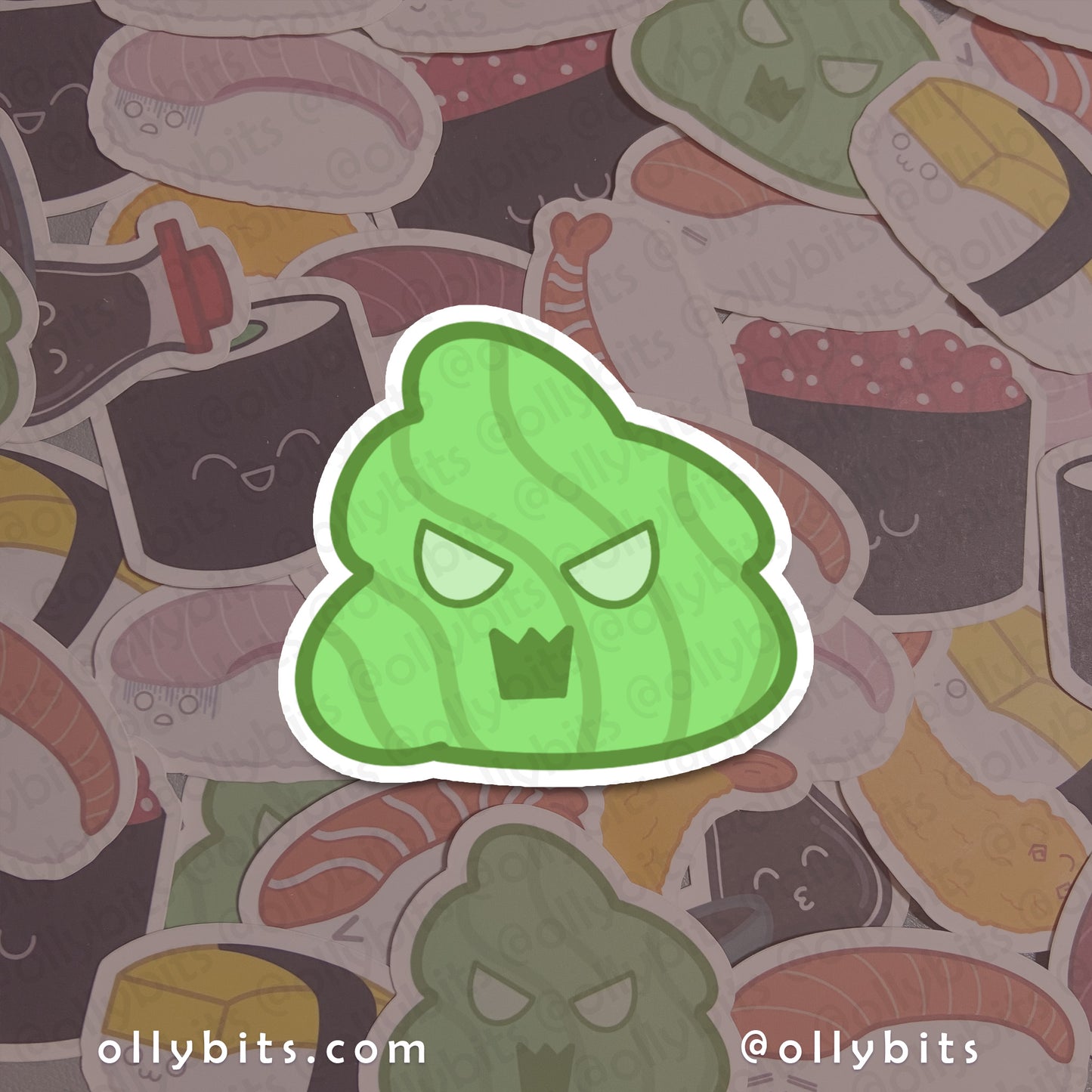 Wasabi Vinyl Sticker (2") Ollybits Pixel Art