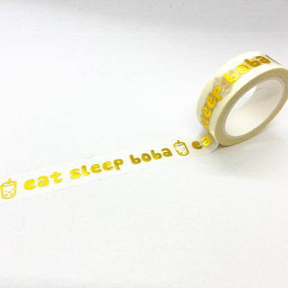 Eat Sleep Boba Washi Tape - GOLD FOIL Ollybits Pixel Art