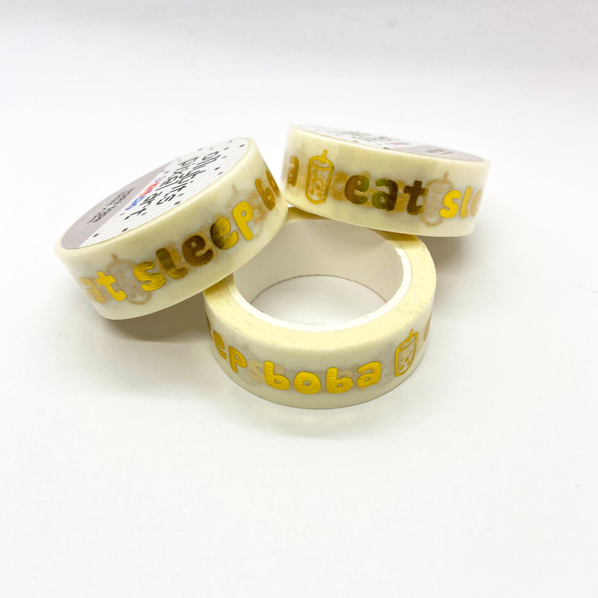 Eat Sleep Boba Washi Tape - GOLD FOIL Ollybits Pixel Art