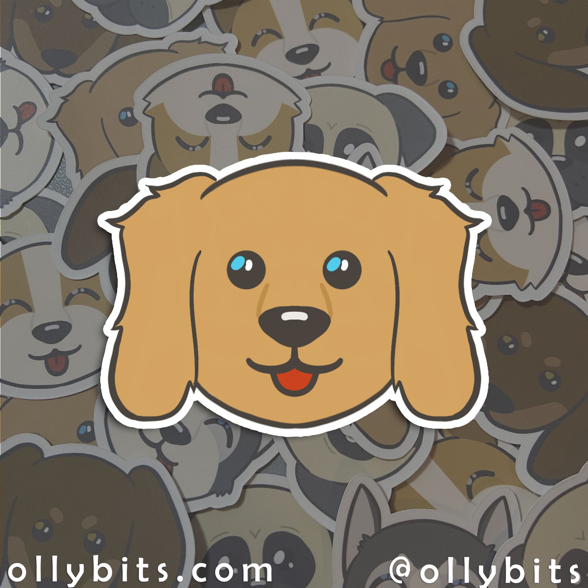 Golden Retriever Doggo Vinyl Sticker (2") Ollybits Pixel Art