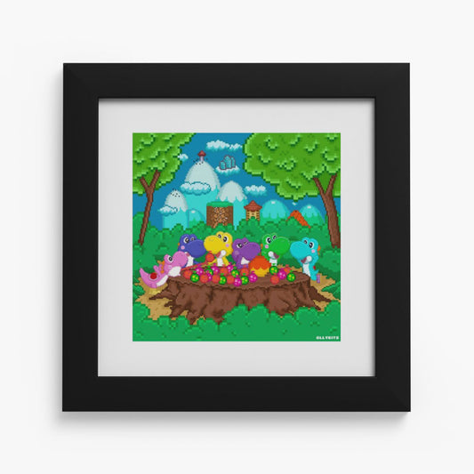 Dinobro and Friends 8x8 Print Ollybits Pixel Art