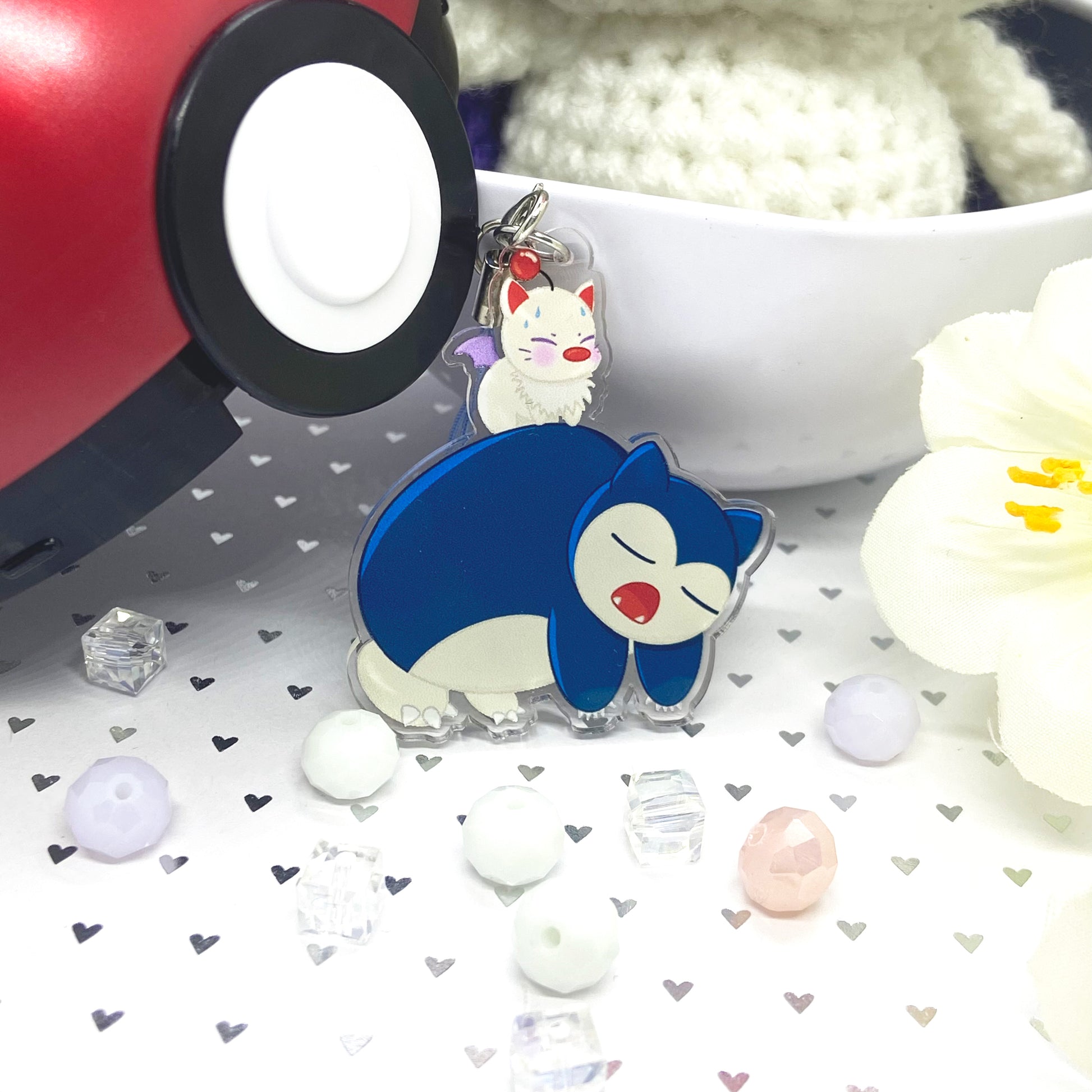 Winged Pom Pom Carrying Sleepy Buddy Acrylic Charm Ollybits Pixel Art
