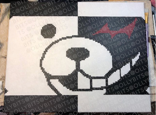 Death and Despair Bear Pixel Art Painting Original Ollybits Pixel Art