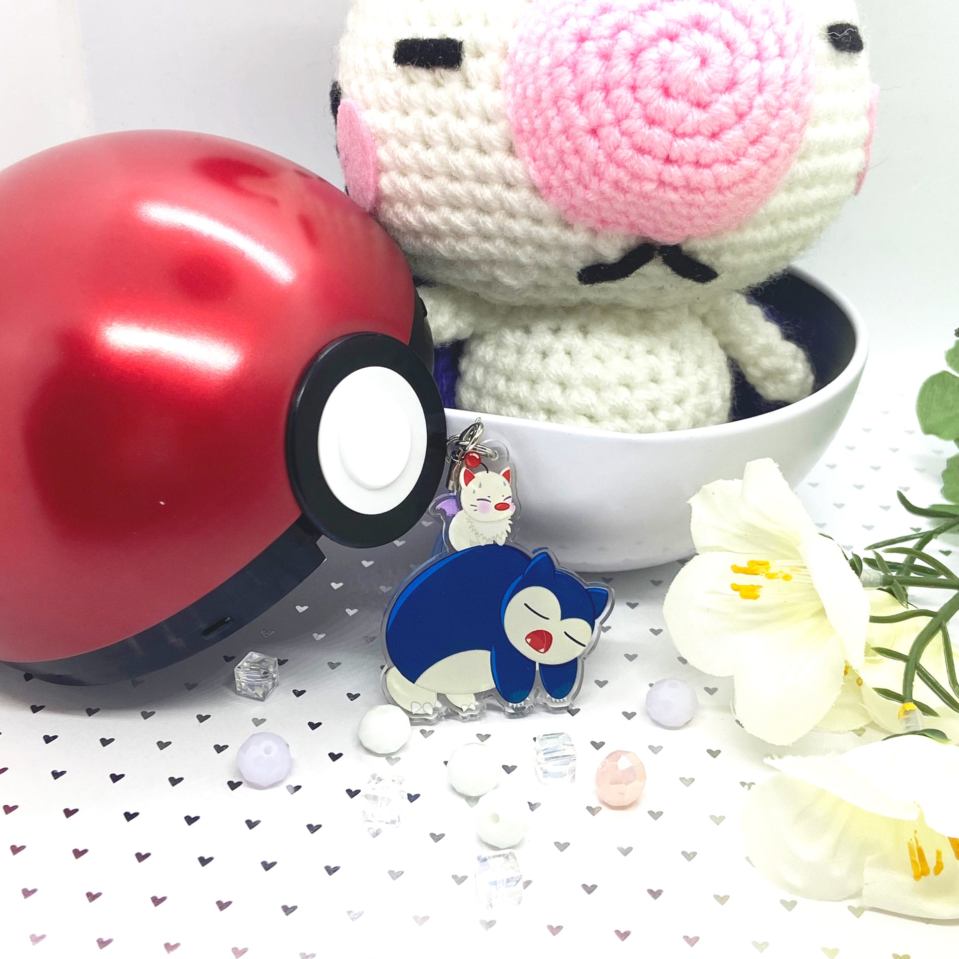 Winged Pom Pom Carrying Sleepy Buddy Acrylic Charm Ollybits Pixel Art
