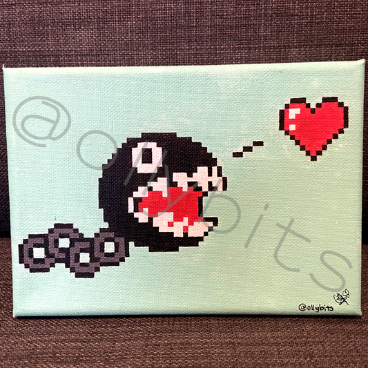 Chain Chomp Pixel Art Painting Original Ollybits Pixel Art