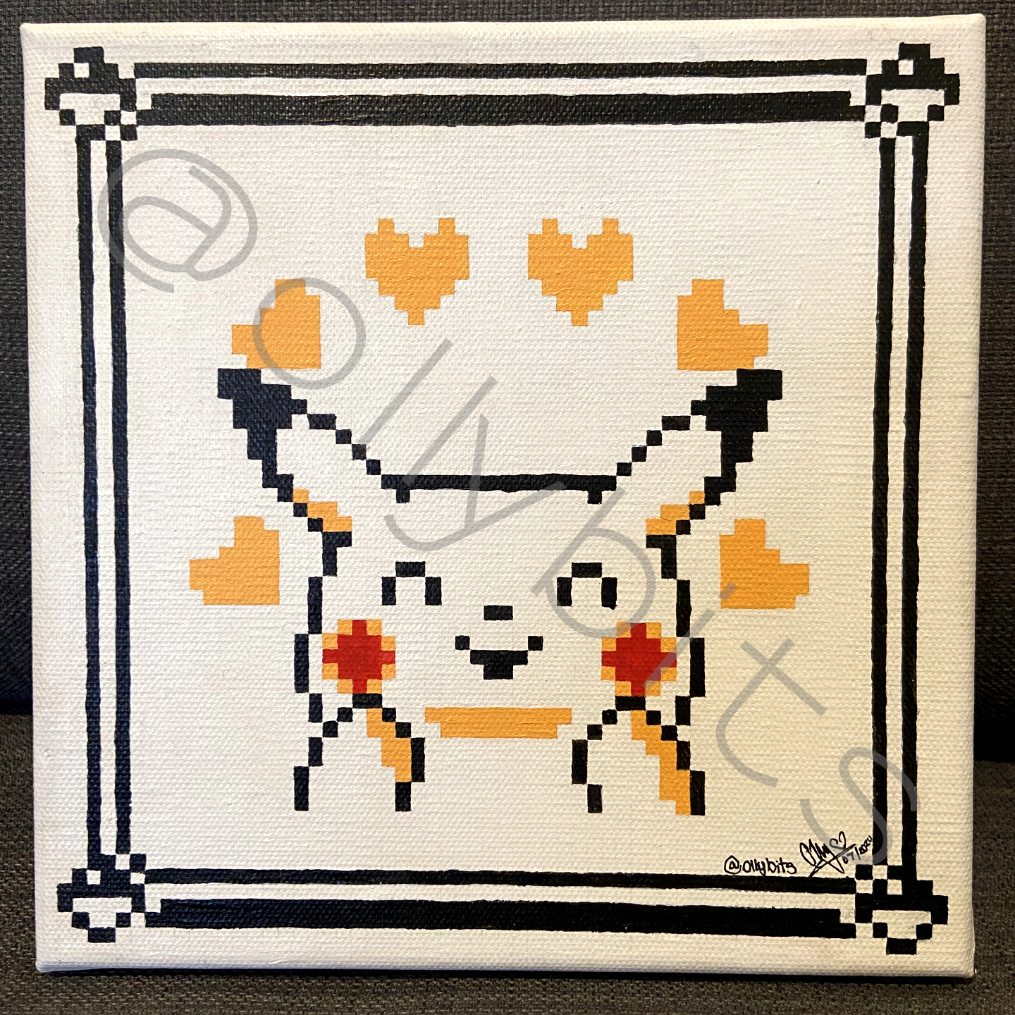 Hearts Emotion Pixel Art Painting Original Ollybits Pixel Art
