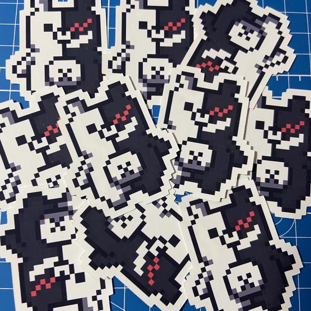 Death and Despair Bear Vinyl Sticker (2") Ollybits Pixel Art