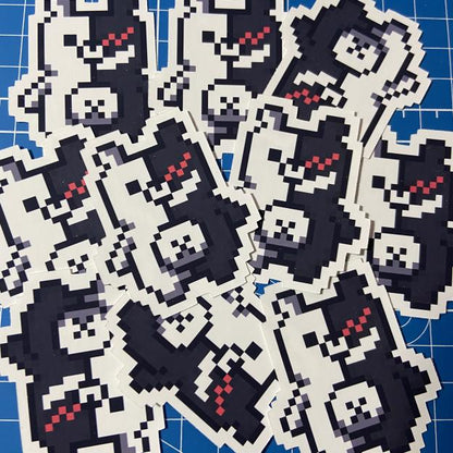 Death and Despair Bear Vinyl Sticker (2") Ollybits Pixel Art