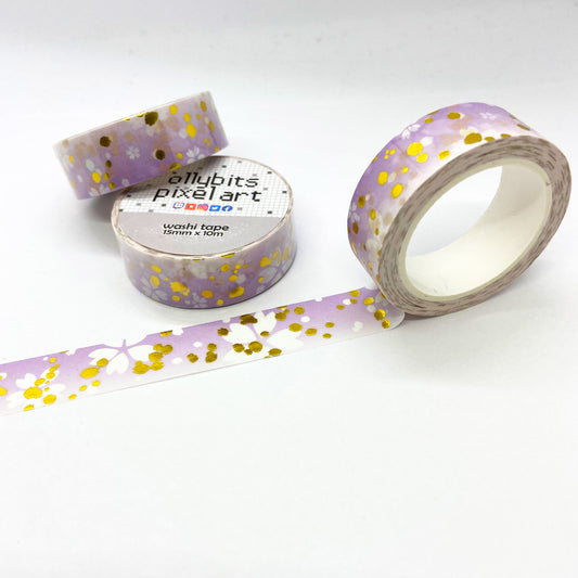 Cherry Blossoms (Sakura) Washi Tape - GOLD FOIL Ollybits Pixel Art