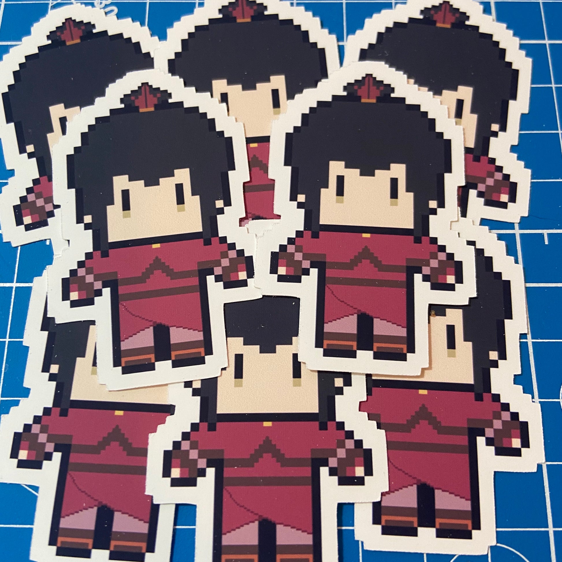 Angy Fire Lord Vinyl Sticker (2") Ollybits Pixel Art