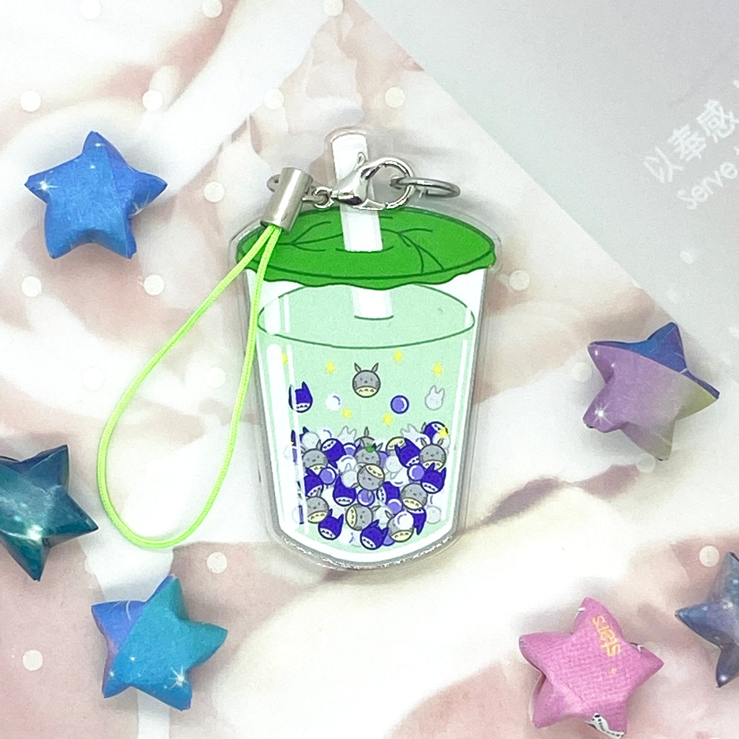 Fuzzy Forest Spirit Boba Acrylic Charm Ollybits Pixel Art