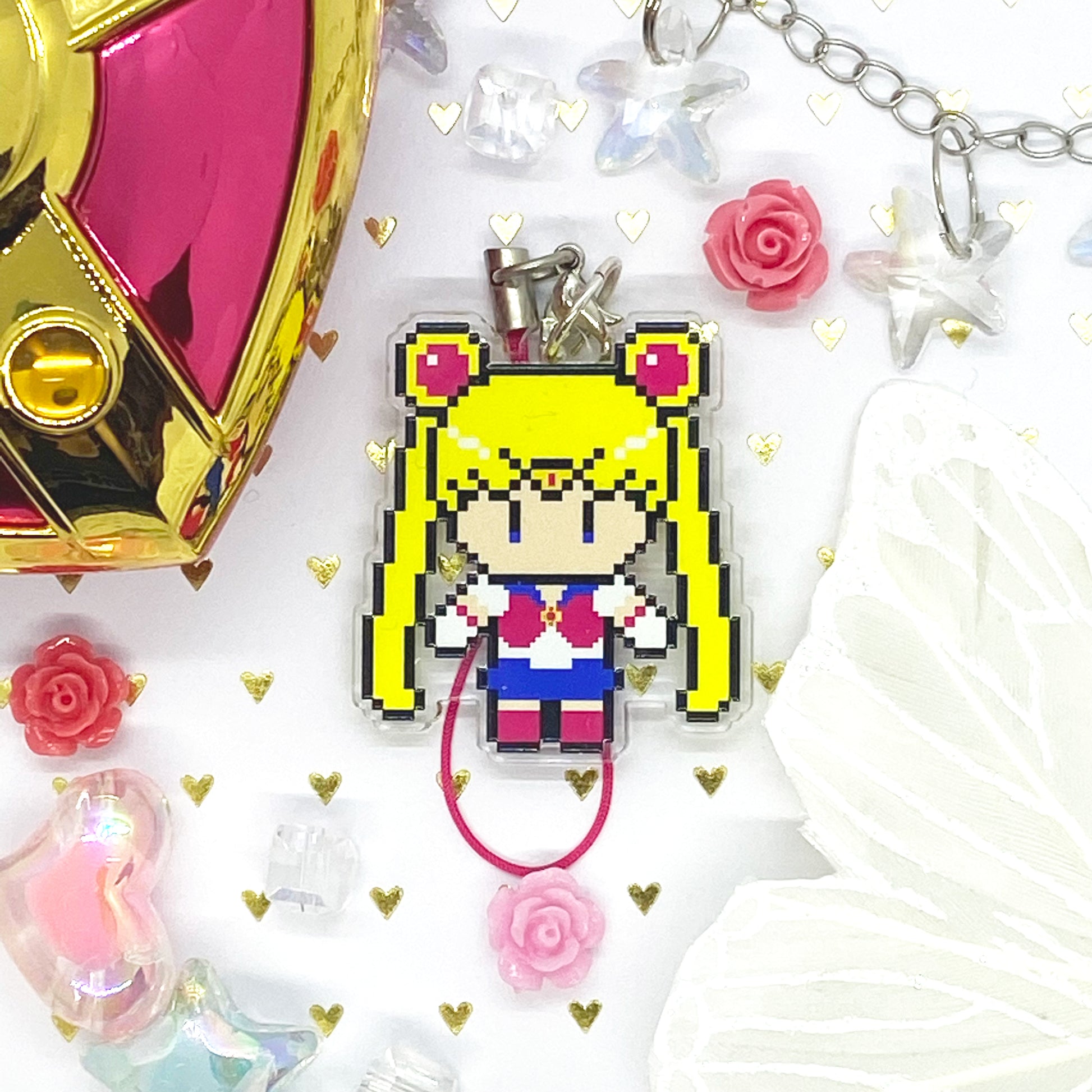 Moon Princess Warrior Acrylic Charm Ollybits Pixel Art