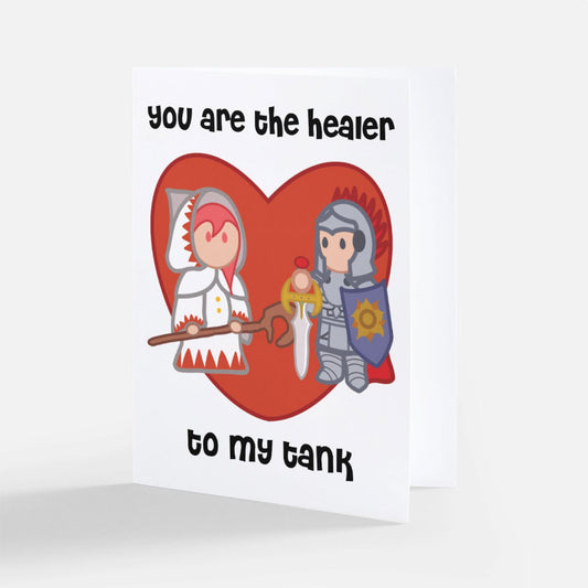 Healer to My Tank Greeting Card Ollybits Pixel Art