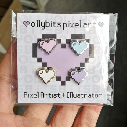 Pastel Pixel Heart Mini Filler Enamel Pin Set Ollybits Pixel Art