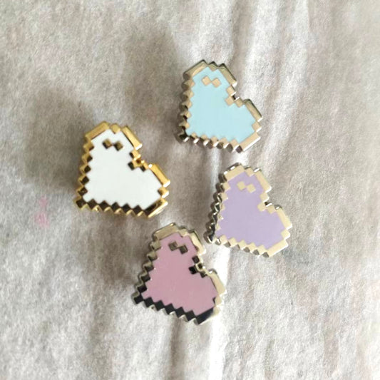 White Pixel Heart Mini Filler Enamel Pin Ollybits Pixel Art