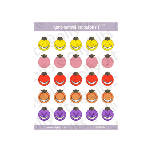 B109 - Octo-Sensei Emotions 1 Sticker Sheet Ollybits Pixel Art