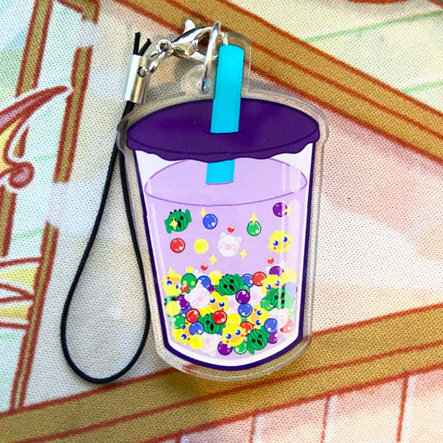 Winged Pom Pom Boba Acrylic Charm Ollybits Pixel Art